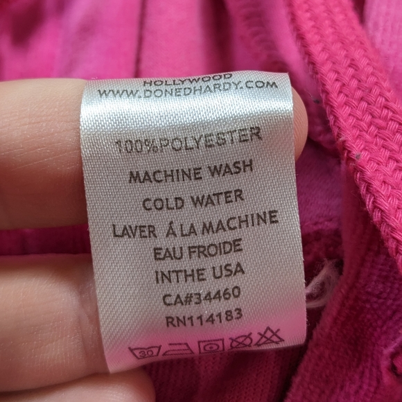 Ed Hardy Y2K pink velvet rhinestone heart wings flowers zip up hoodie L - Picture 11 of 11